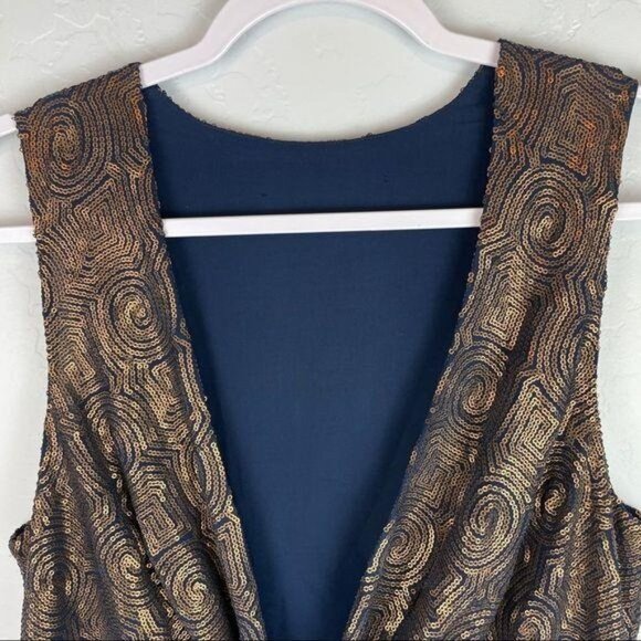 Free People Blue Paris Rock Sequin‎ Sleeveless Mini Dress Cocktail Party Size 6 - Picture 4 of 9